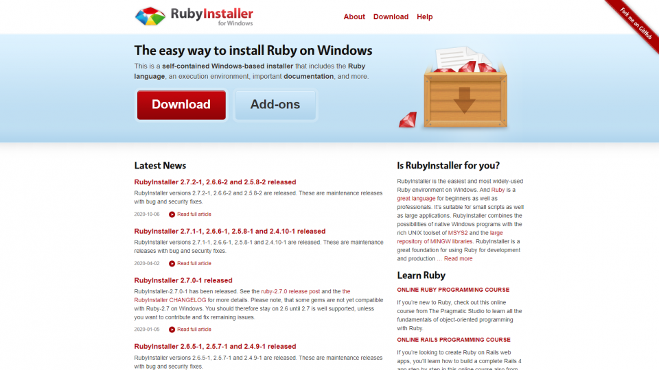 WindowsにRubyをインストールする方法